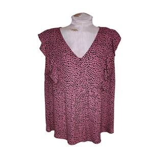 LOFT Blouse Top Womens Size‎ 18 Pink V Neck Button Pullover